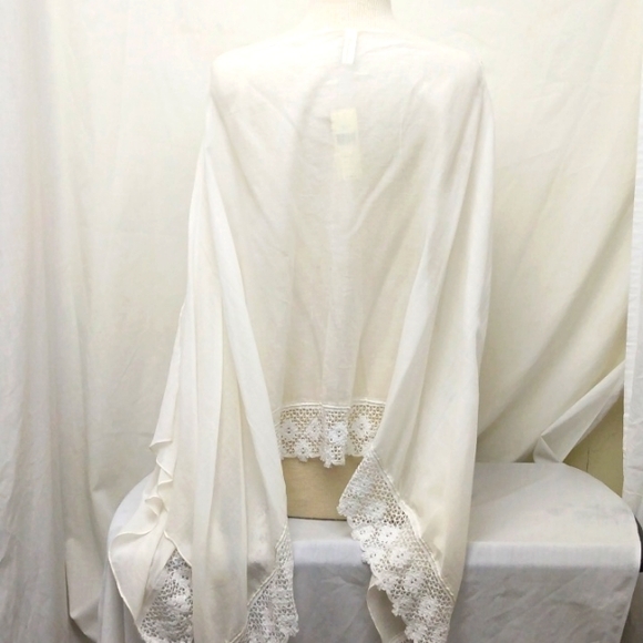 Collection 18 100% Cotton Off White Top Cover Up With Lacy Hem - Picture 2 of 10